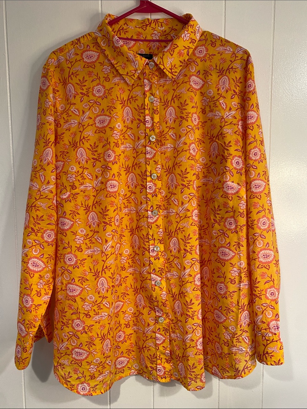 Talbots Plus Floral Button Front Cotton Blouse Botanical Boho Cottagecore 2X - Picture 3 of 10